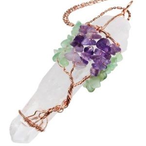 Beautiful BIG quartz crystal tree of life pendant